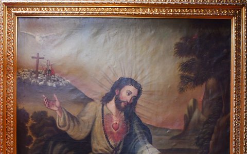 Entre las obras expuestas están Virgen y Niño, Retorno de la huida a Egipto, Ecce Homo, La Sagrada Familia, Caída de Jesús en el Calvario, El Buen Pastor (foto), Calvario, entre otras.