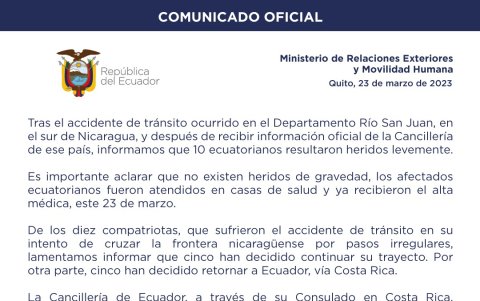 La cartera de Estado informó de la decisión de los compatriotas a través de un comunicado de presna.