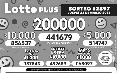 BOLETIN LOTTO 2897, JUEVES 23 DE MARZO 2023