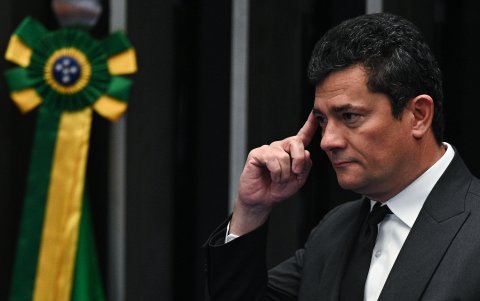 El senador de Brasil, Sergio Moro, es visto en el pleno del Senado Federal, el 23 de marzo en Brasilia (Brasil).