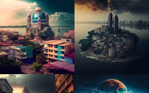 Recreación de Guayaquil en el fin del mundo en Midjourney