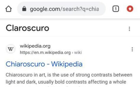 El significado de 'Chiaroscuro' según wikipedia.