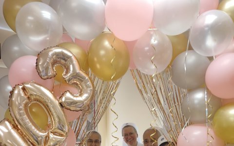Las hermanas de la congregación de Schoenstatt se unieron al festejo.