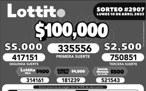 BOLETIN LOTTO 2907, LUNES 10 DE ABRIL 2023