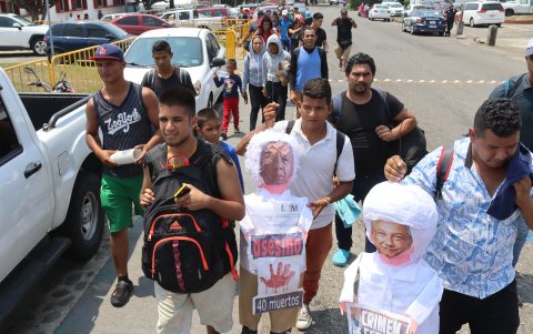 Los migrantes protestaron este 21 de abril en México.