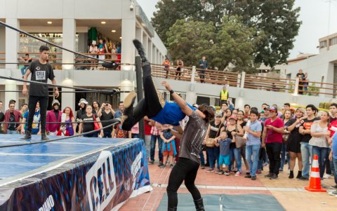 Público de todas las edades acompaña las carteleras que realizan los luchadores nacionales.
