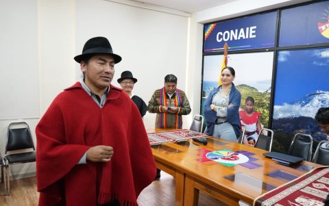 Leonidas Iza, presidente de la Confederación de Nacionalidades Indígenas del Ecuador (Conaie).