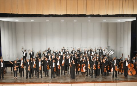 Orquesta Sinfónica de Guayaquil en los ensayos para el conciertop de Star Wars.