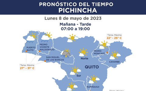 Cielo poco nuboso, radiación UV Extremadamente Alta. Para el noroccidente se prevén lluvias y tormenta en horas de la tarde y noche.