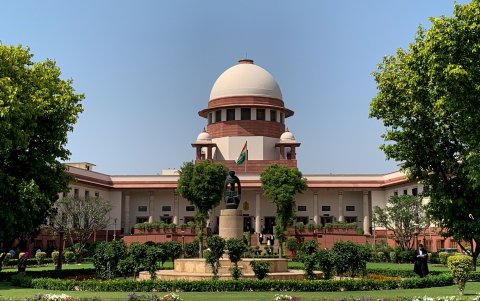 Vista del Tribunal Supremo de la India, en Nueva Delhi. El Tribunal Supremo de la India escucha los argumentos finales de las audiencias sobre la legalización de los matrimonios homosexuales.