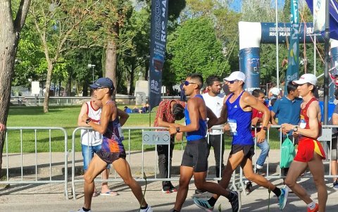 El andarín durante una de sus últimas pruebas en los 20km marcha.