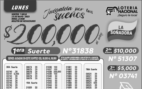 BOLETIN LOTERIA 6918, LUNES 15 DE MAYO 2023