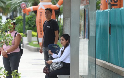 Los abanicos, al igual que los paraguas, se han convertido en la moda obligada en Guayaquil.