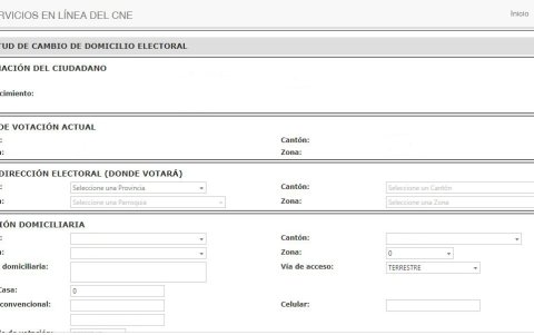 Solicitud de cambio de domicilio electoral otorgado por el CNE