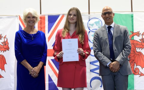 Durante la graduación de Leonor en Gales.