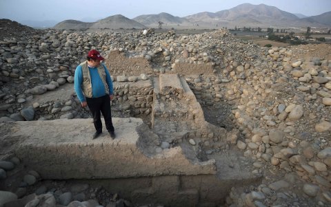 El arqueólogo Pieter Van Dalen Luna observa una 