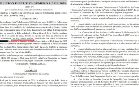 El Gobierno de Colombia firmó la extradición de Cao Lay el 1 de mayo de 2023