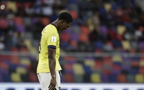 Justin Cuero de Ecuador reacciona en EL partido de los octavos de final de la Copa Mundial de Fútbol sub-20 entre Ecuador y Corea del Sur.