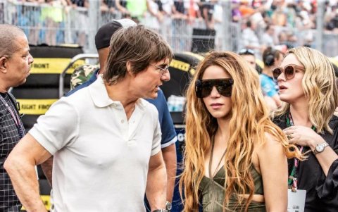 Shakira y Tom Cruise en el Gran Premio de Miami del 2023.
