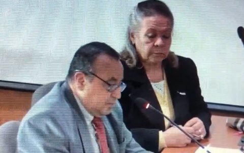 La fiscal Montañez y su abogado durante audiencia, en marzo pasado