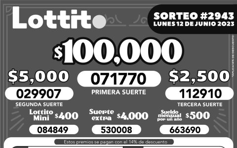 BOLETIN LOTTO 2493, LUNES 12 JUNIO 2023