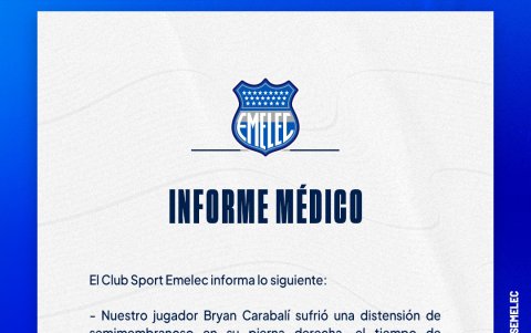 Informe Médico de Emelec del jueves 15 de junio.