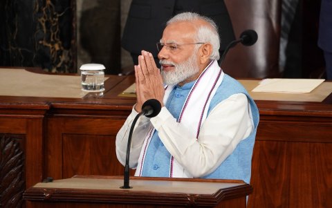 El primer ministro de la India, Narendra Modi, gesticula tras dirigirse a una reunión conjunta del Congreso en el Capitolio de EE. UU. en Washington, DC, EE. UU., el 22 de junio de 2023