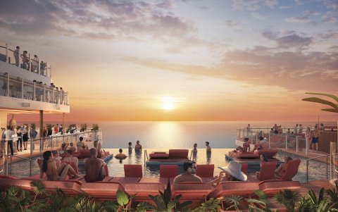 Los pasajeros podrán disfrutar de una piscina infinita a bordo.