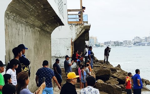 Turistas y habitantes de la localidad salieron del agua, para prevenir cualquier ataque.