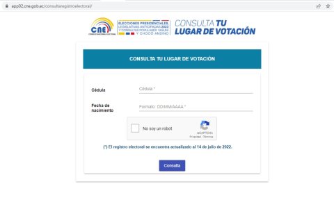 El usuario debe colocar su número de cédula y su fecha de nacimiento en formato día/mes/año.