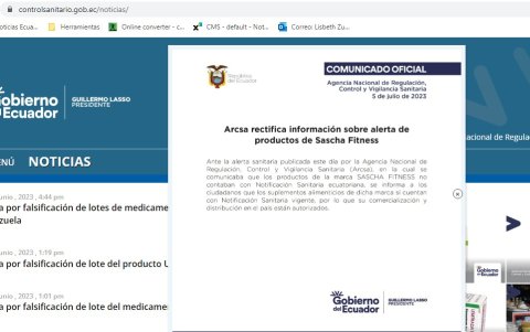 A través de un comunicado en su página web, Arcsa rectificó información.