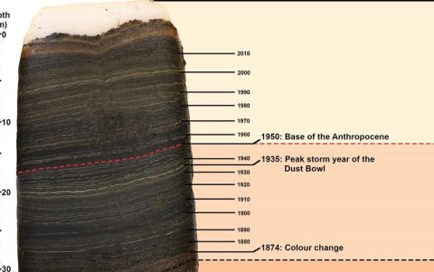 Capas de sedimentos del lago Crawford.