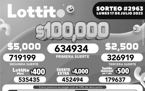 BOLETIN LOTERIA 6947, LUNES 17 DE JULIO 2023