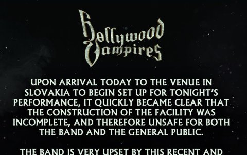 Anuncio del grupo sobre la cancelación del show en Eslovaquia.