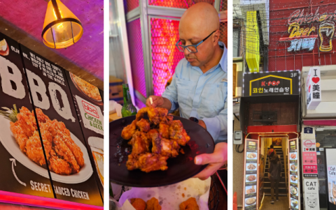 Probamos el BBQ Chicken de Myeong-dong, una zona comercial de Seúl repleta de marcas internacionales.