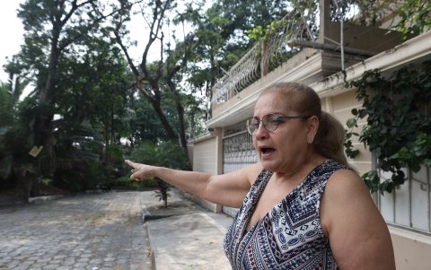 Gina Dito mira hacia el área protegida, que ha mejorado su aspecto luego de la colocación de las puertas.