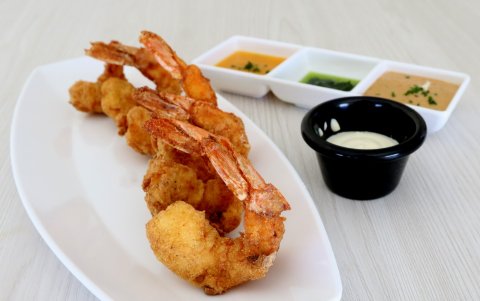 Los platos de camarones son de las especialidades de la casa