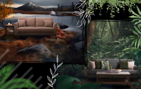 Inspírese para decorar su rincón favorito con las colecciones Verde amazónico y Marrón montaña.