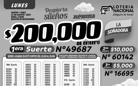 BOLETIN LOTERIA 6962, MARTES 21 DE AGOSTO 2023
