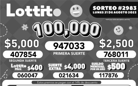 BOLETIN LOTTO 2983, MARTES 21 DE AGOSTO 2023