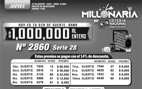BOLETIN LA MILLONARIA 076, JUEVES 24 DE AGOSTO 2023