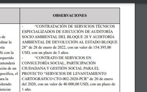 Un extracto del acta de calificación de la oferta del contratista.