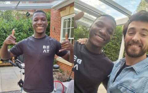 Moisés Caicedo junto al entrenador personal Iñaki Landaluce.