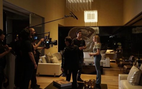 Durante el rodaje en México.