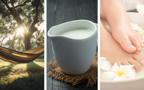 La hamaca, leche con avena, remojar los pies son algunos