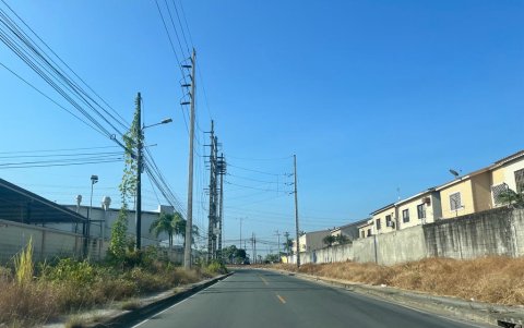 La calle Elías Villacís Bravo se encuentra llena de maleza.
