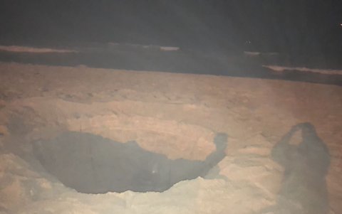Hueco que dejó un supuesto meteorito en Punta Carnero