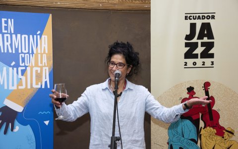 Jossy Cáceres, directora artística ejecutiva de la Fundación Teatro Nacional Sucre, se dirigió a los invitados.