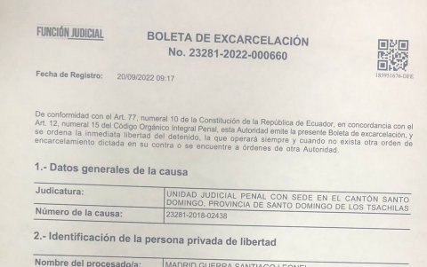 EL juez de Santo Domingo le ordenó la libertad, pese a ser sentenciado a 34 años de cárcel.