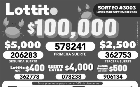 BOLETIN LOTTO 3003 - LUNES 25 DE SEPTIEMBRE 2023